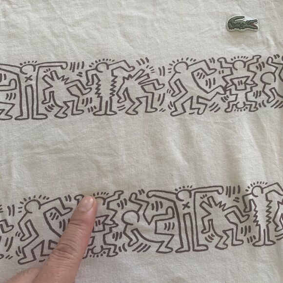 Lacoste X Keith Haring Unisex Shirt Size Large White Black Design Alligator Logo - Picture 9 of 10